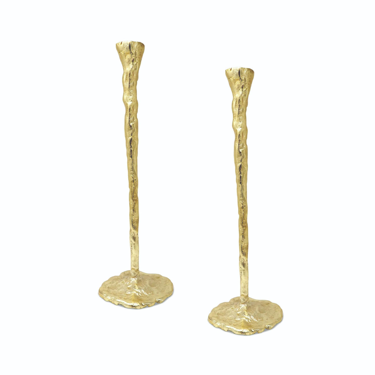 Irregular Shabbat Candlesticks in Gold