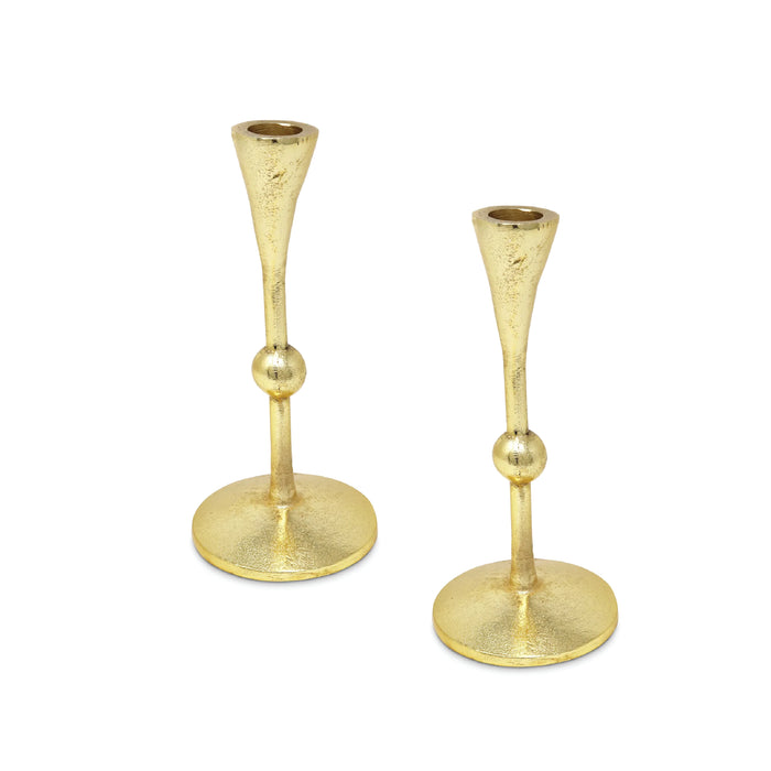 Textured Gold Ball Design Shabbat Candlesticks