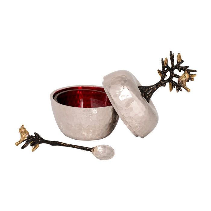 Tree of Life Hammered Honey Dish & Spoon with  by Yair Emanuel