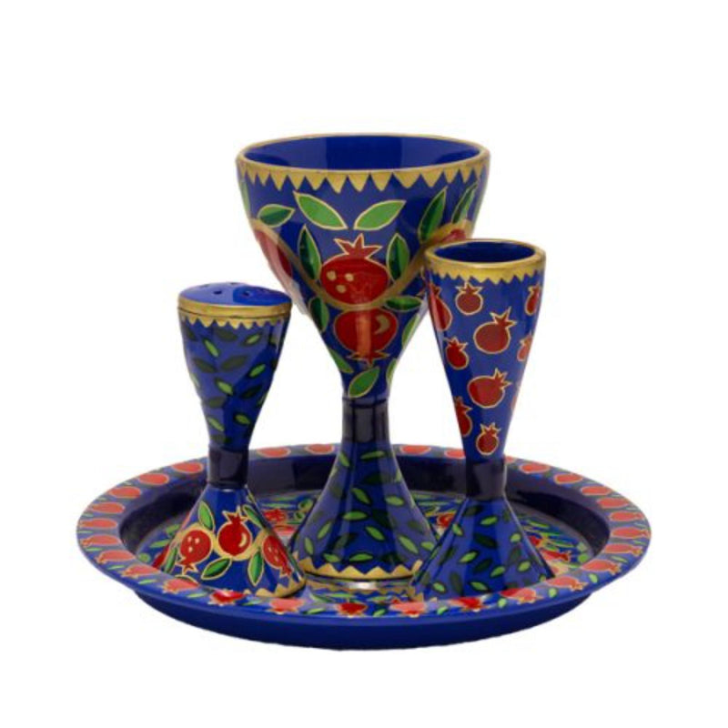 Hand Painted Pomegranates Havdalah Set by Yair Emanuel