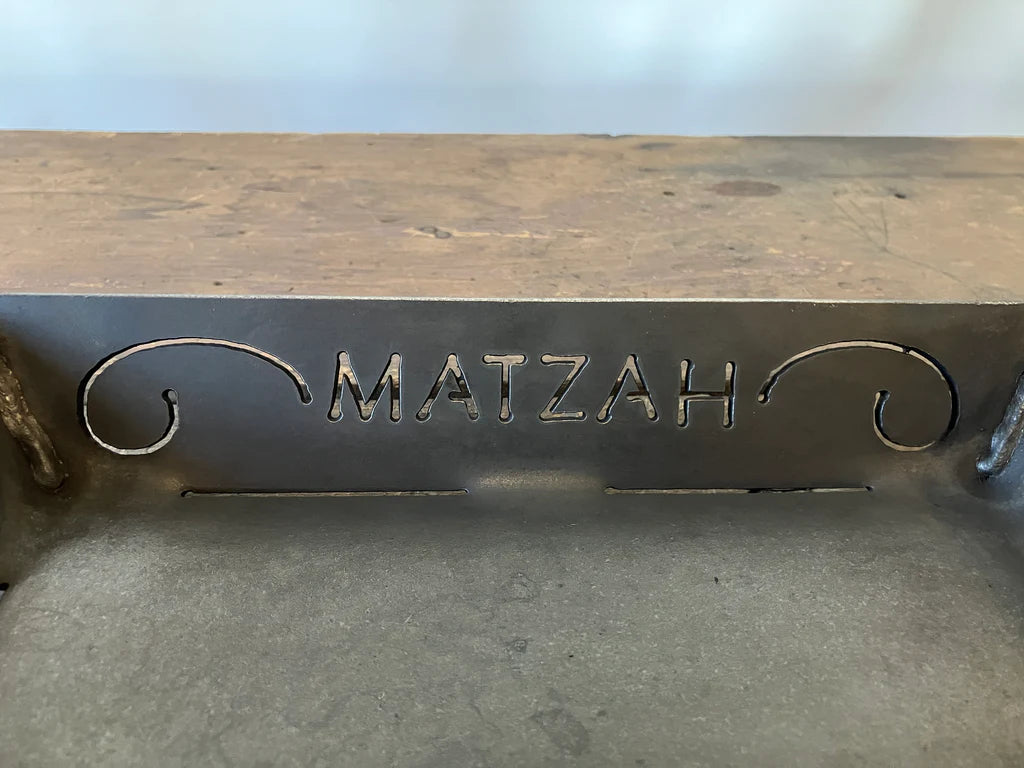 Flame Cut Steel Matzah Tray by Steven Bronstein