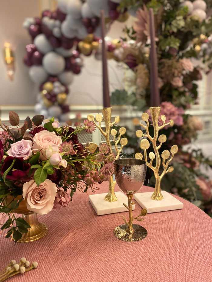 Botanical Shabbat Candlesticks - Gold by Michael Aram