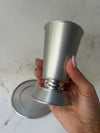 Modern Kiddush Cup and Plate in Silver by Nadav Art