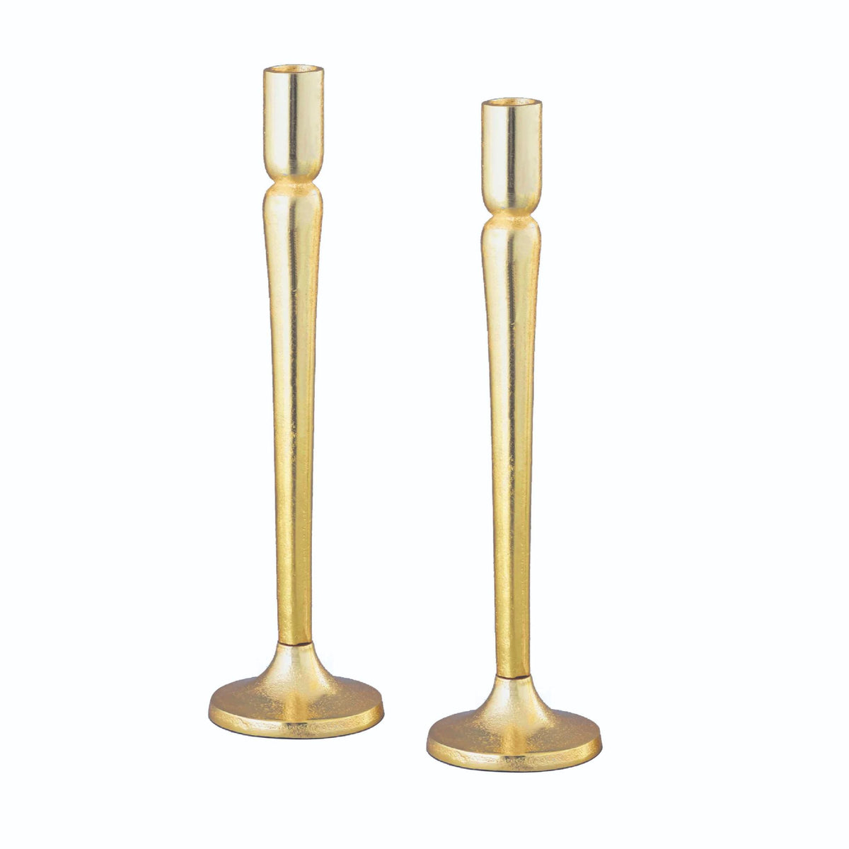 Simple Gold Taper Shabbat Candlesticks in Gold