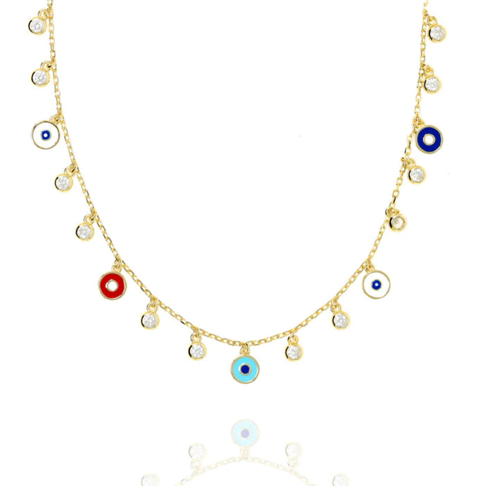 Eye and Cubic Zirconia Necklace in Gold by Penny Levi