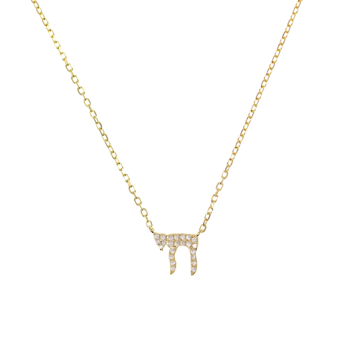 Chai 'Life' Necklace in Gold and CZ by Penny Levi