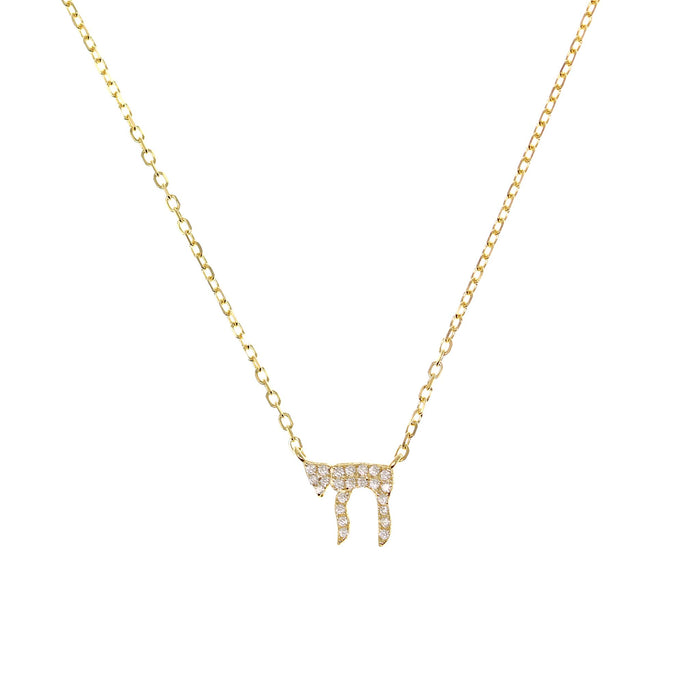Chai 'Life' Necklace in Gold and CZ by Penny Levi