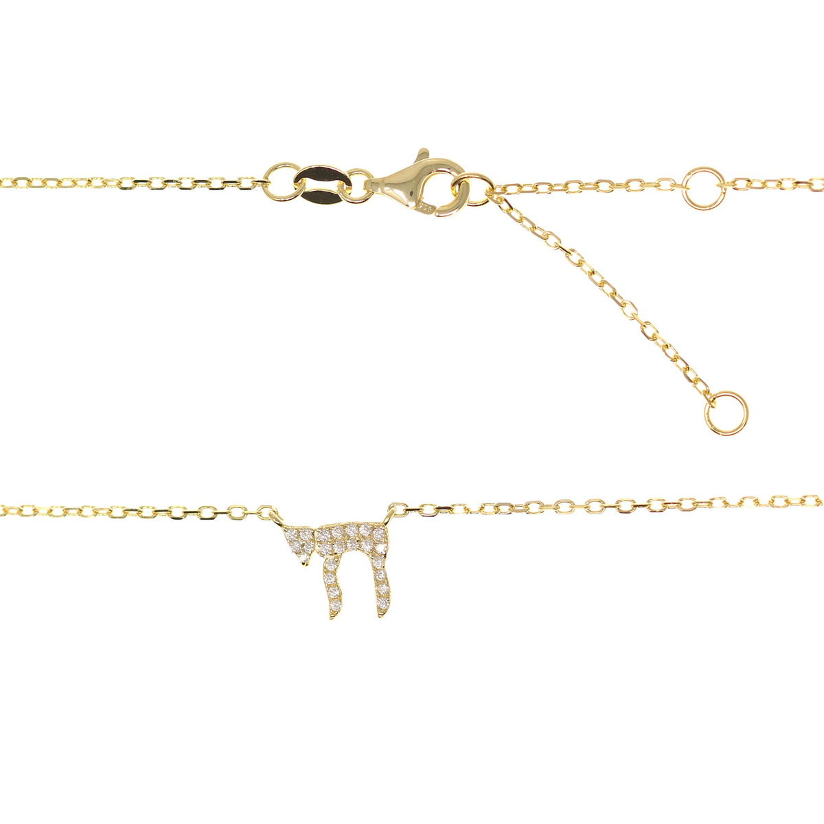 Chai 'Life' Necklace in Gold and CZ by Penny Levi