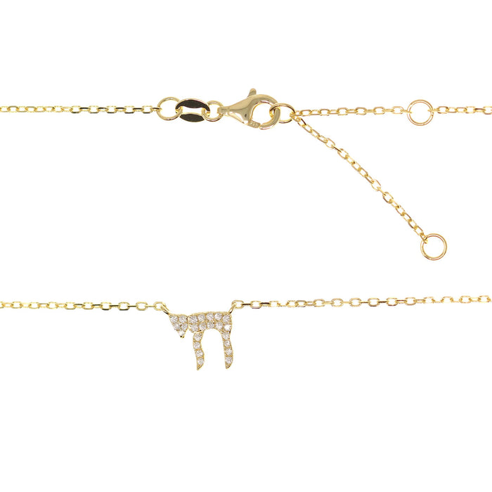 Chai 'Life' Necklace in Gold and CZ by Penny Levi