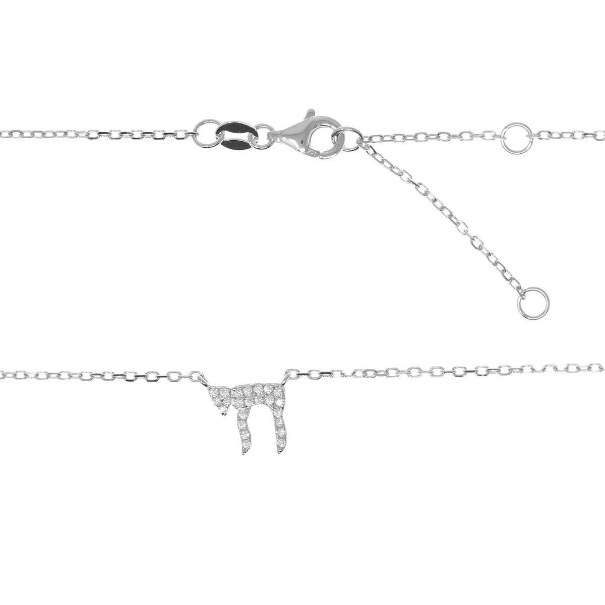 Chai 'Life' Necklace in Silver and CZ by Penny Levi