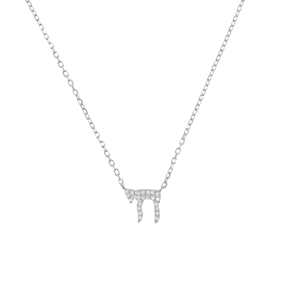 Chai 'Life' Necklace in Silver and CZ by Penny Levi