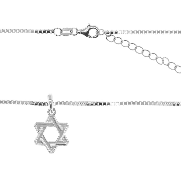 Men's Star of David Pendant on Box Chain in Silver by Penny Levi
