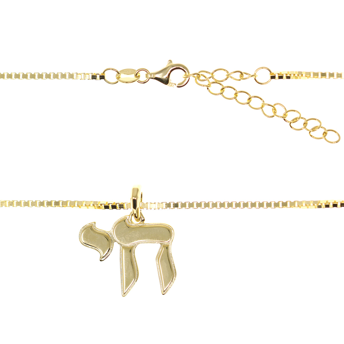 Men's Chai ('Life') Pendant on Box Chain in Gold by Penny Levi