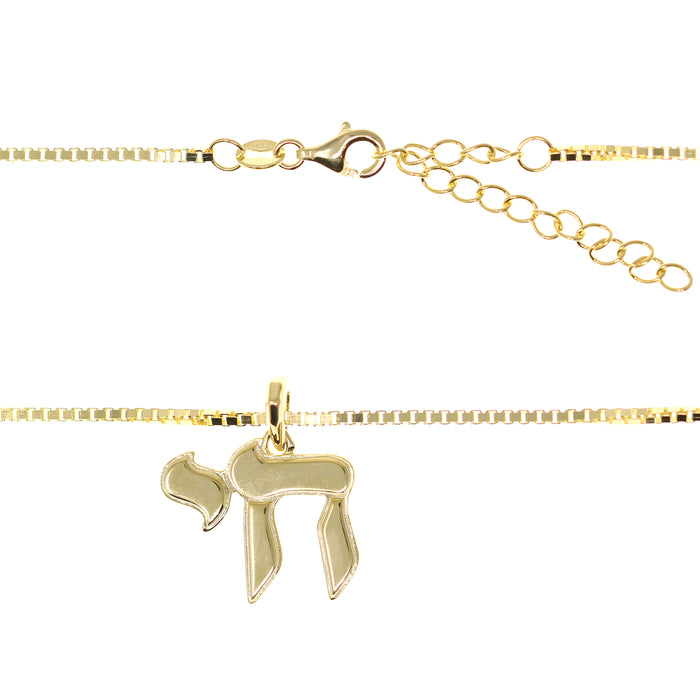 Men's Chai ('Life') Pendant on Box Chain in Gold by Penny Levi