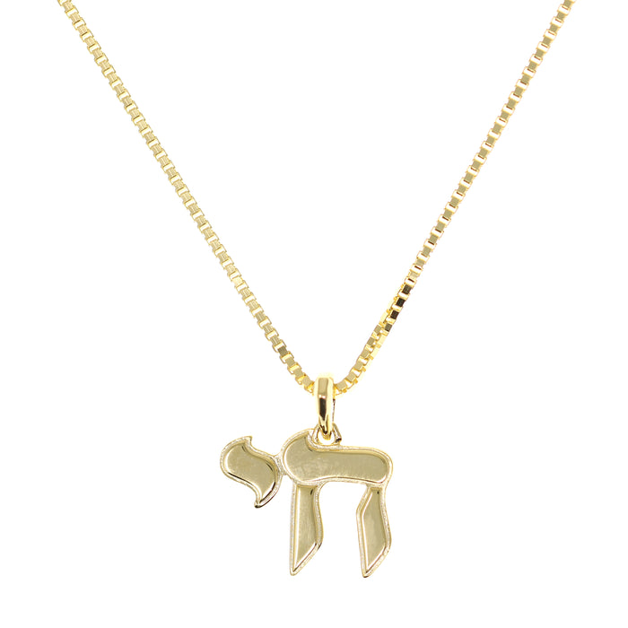 Men's Chai ('Life') Pendant on Box Chain in Gold by Penny Levi