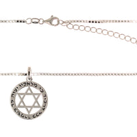 Men's Protective Prayer and Star of David Pendant on Box Chain in Silver by Penny Levi