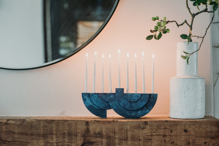 Blue Marble Chanukiah by Or'el Design