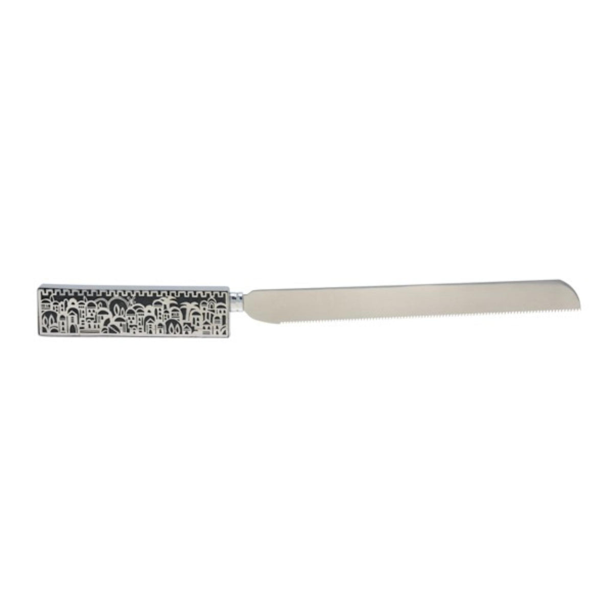 Jerusalem Metal Cut Out Jerusalem Design - Grey Challah Knife by Yair Emanuel