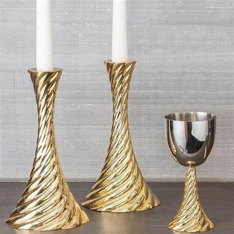 Twist Shabbat Candlesticks in Gold by Michael Aram