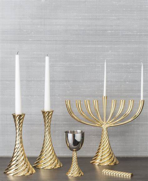 Twist Shabbat Candlesticks in Gold by Michael Aram