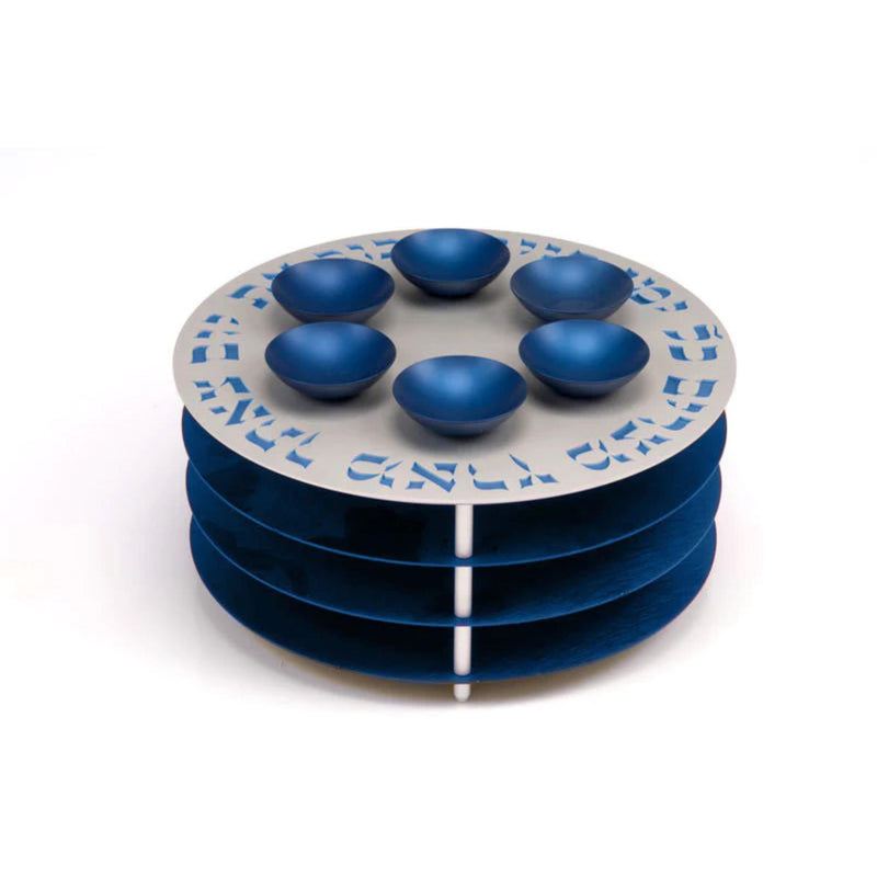 Three Tier Seder Plate in Blue by Agayof