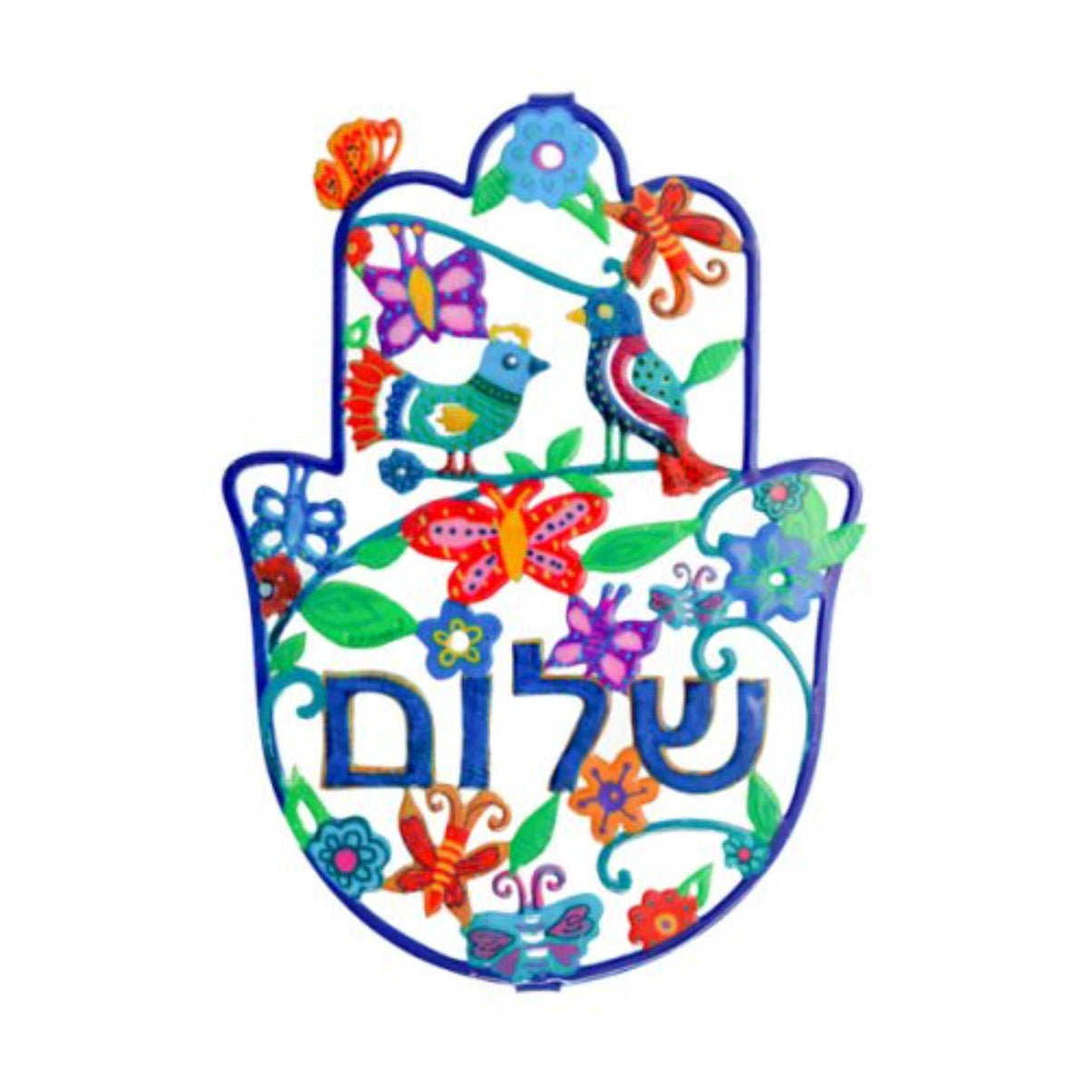 Shalom and Birds Hamsa by Yair Emanuel