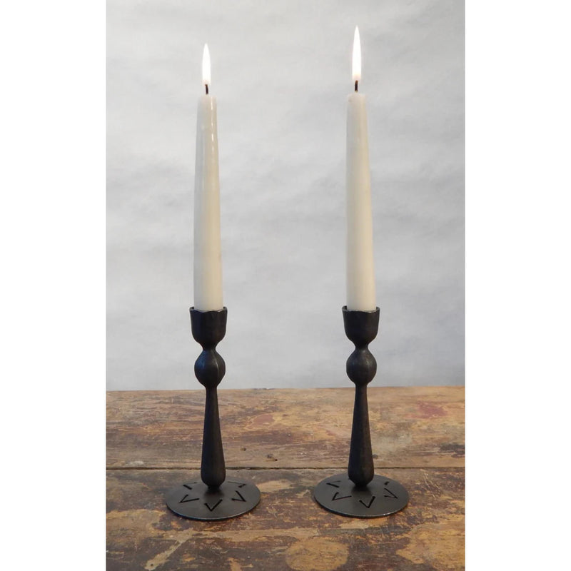 Ball Taper Shabbat Candlesticks in Ironwork by Steven Bronstein