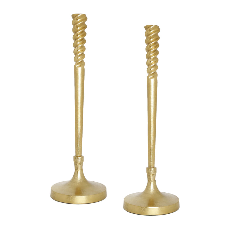 Extra Large Sprial Gold Shabbat Candlesticks by Classic Touch