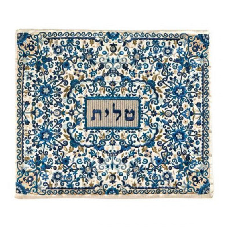 Full Embroidery Tallit Bag in Blues by Yair Emanuel