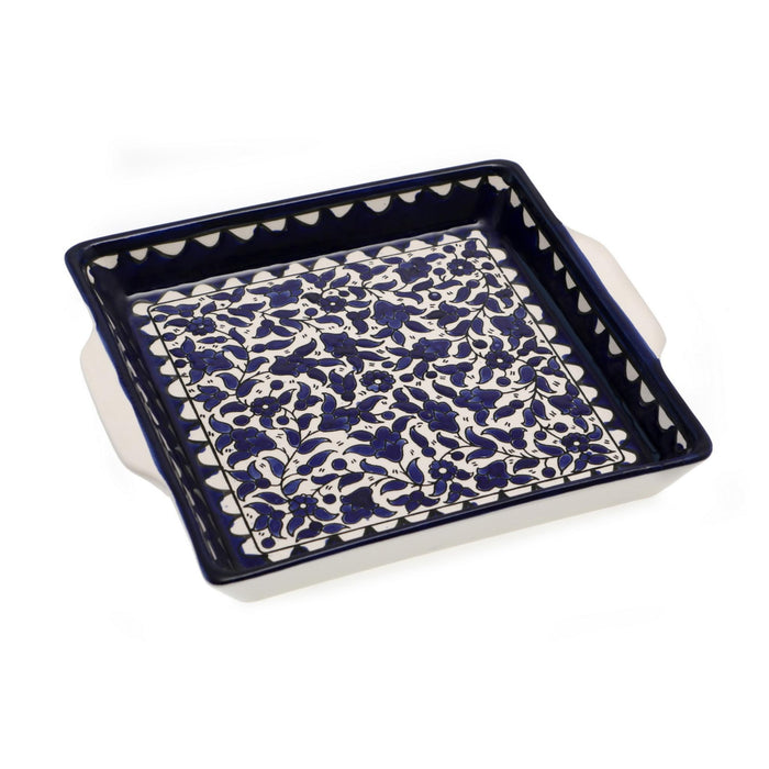 Armeniam Blue Flowers Square Matzah Tray