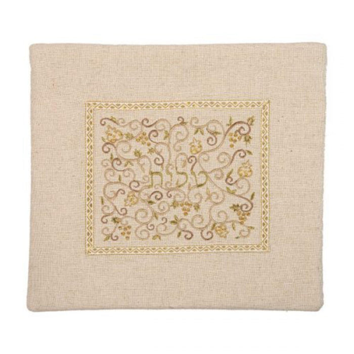 Tallit Bag Pomegranates in Natural Linen by Yair Emanuel