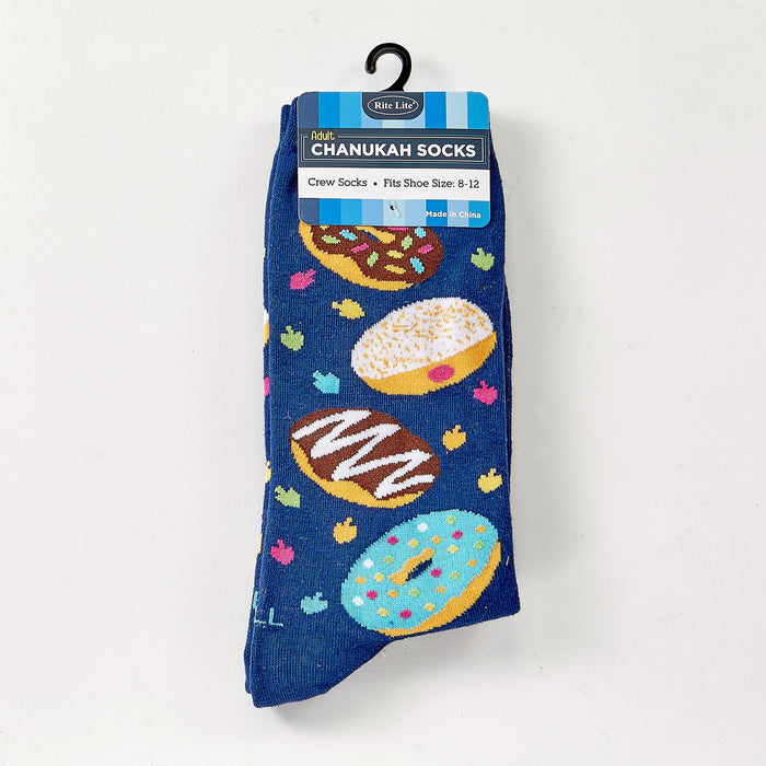 Chanukah Doughnuts Adult Crew Socks