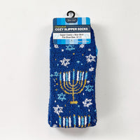Metallic Chanukiahs Cosy Adult Slipper Socks