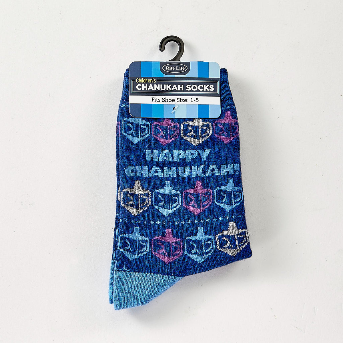 Happy Chanukah Youth Crew Socks with Lurex