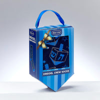 Chanukah Adult Crew Socks, Dreidels and Stars in Dreidel Gift Box