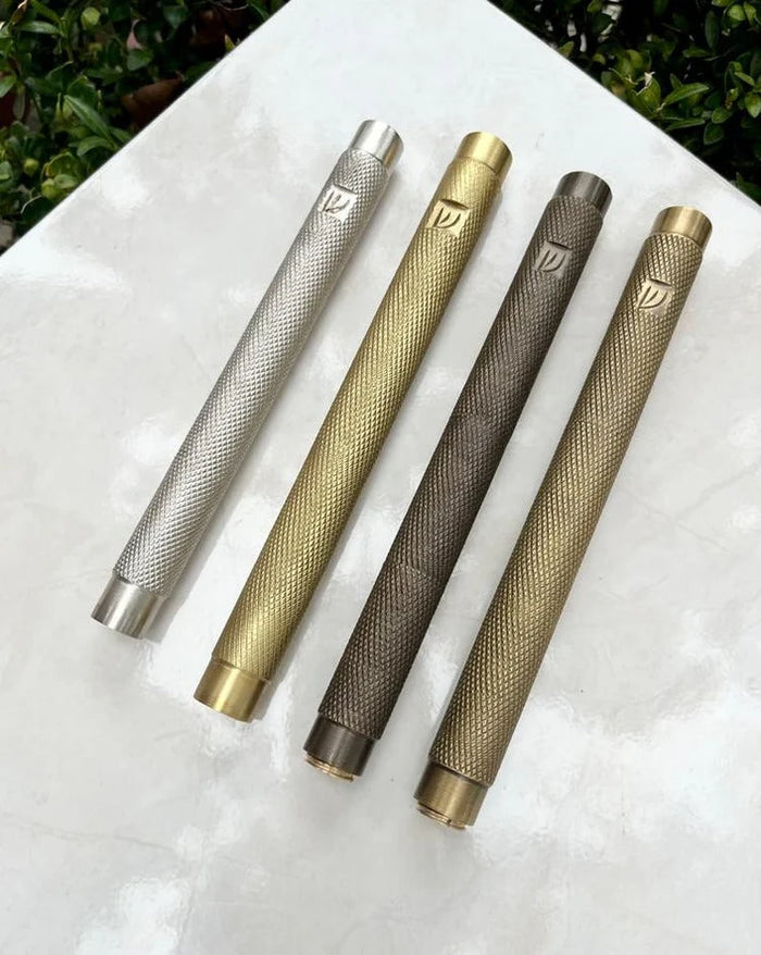 Knurling Design Mezuzah in Silver