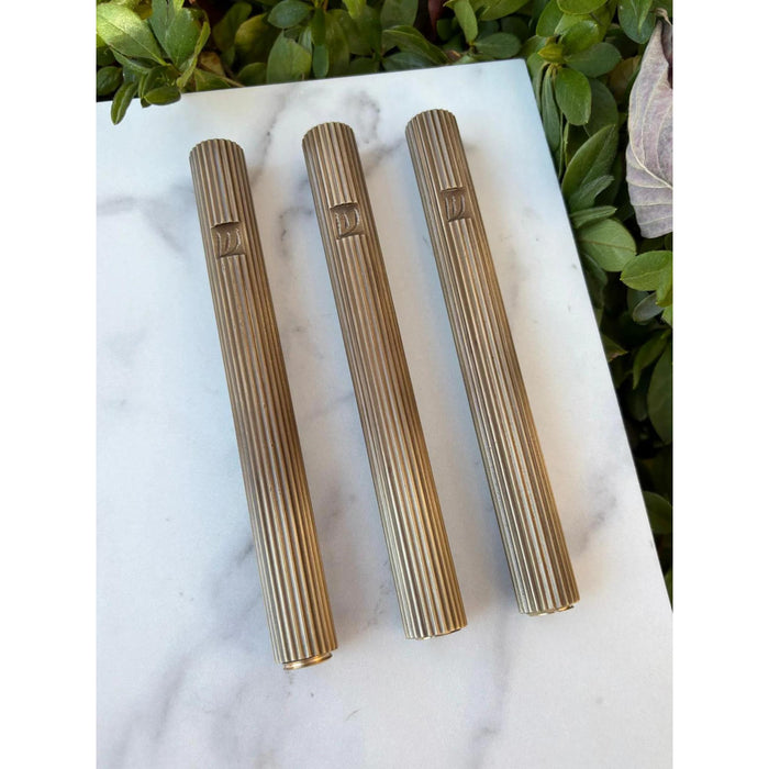 Fluted Mezuzah in Antique Brass Bronze