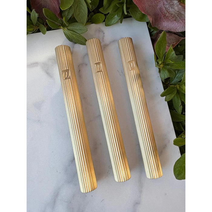 Fluted Mezuzah in Light Brass
