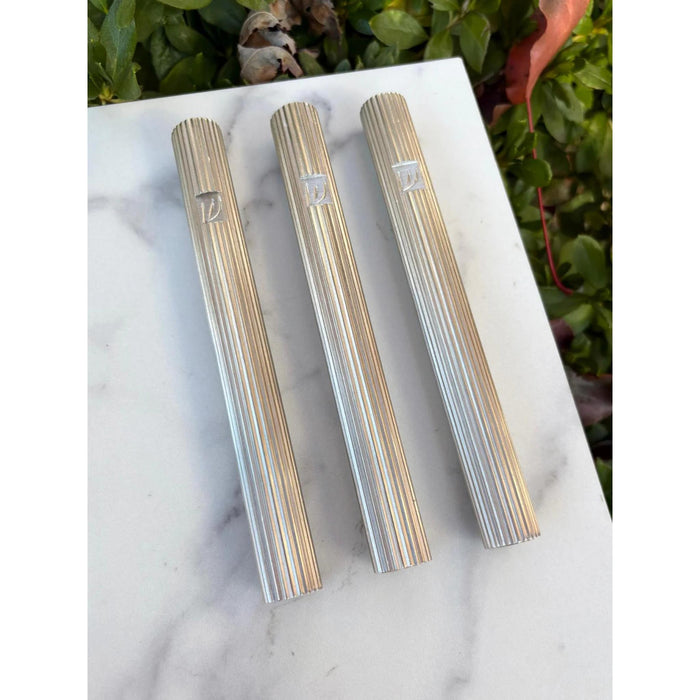 Fluted Mezuzah in Nickel