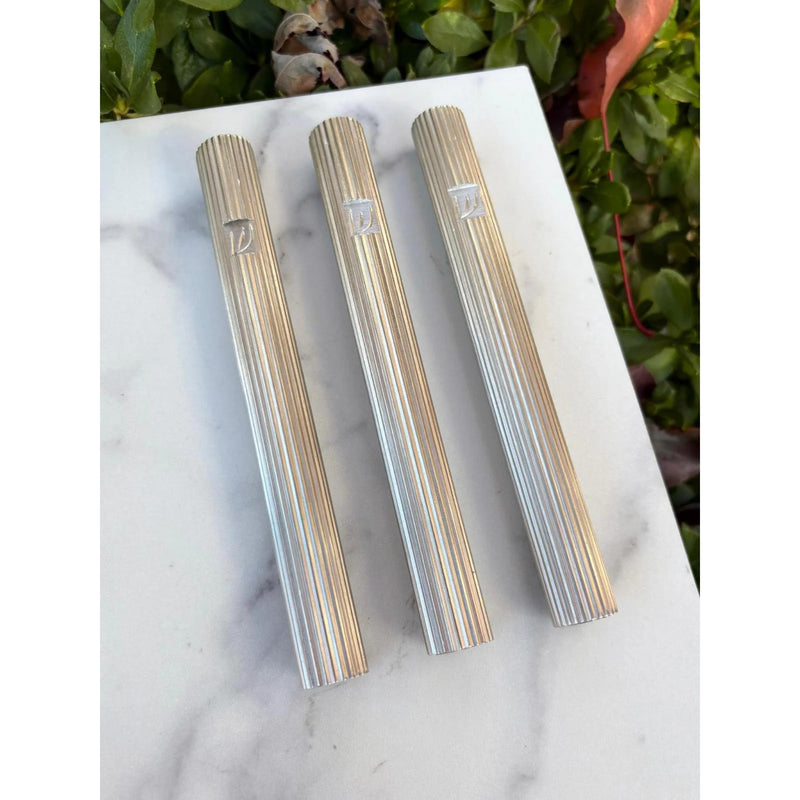 Fluted Mezuzah in Nickel