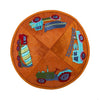 'Trucks' Kippah Silk Embroidered in Orange by Yair Emanuel