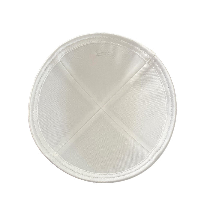 Linen Grey Kippot with White Satin Trim by KW