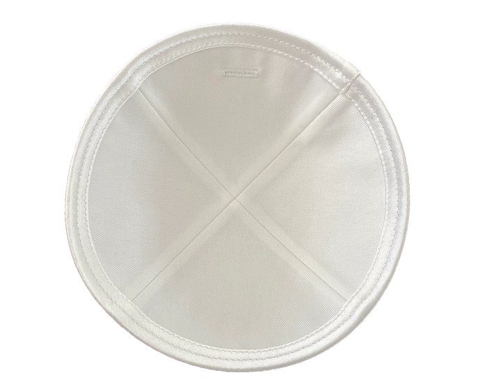 Linen Taupe Kippot with White Satin Trim by KW