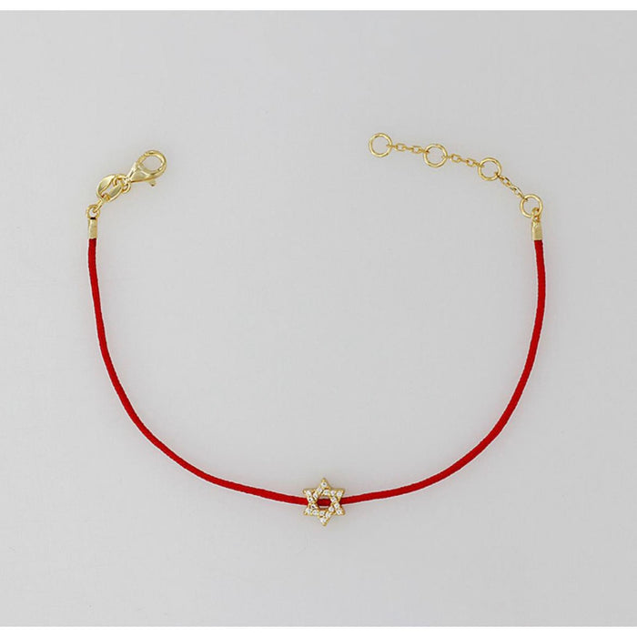 Star of David with Cubic Zirconia Stones Kabbalah Bracelet in Red and Gold by Penny Levi