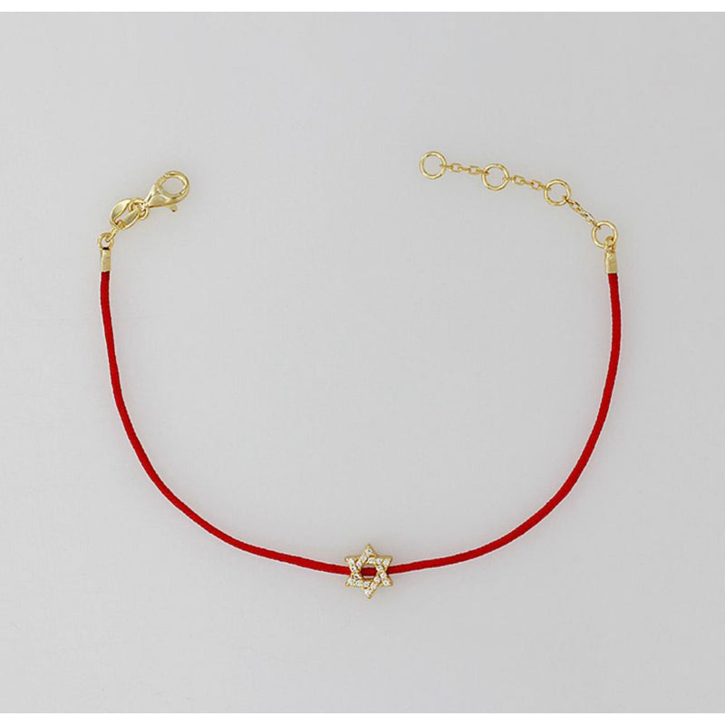 Star of David with Cubic Zirconia Stones Kabbalah Bracelet in Red and Gold by Penny Levi
