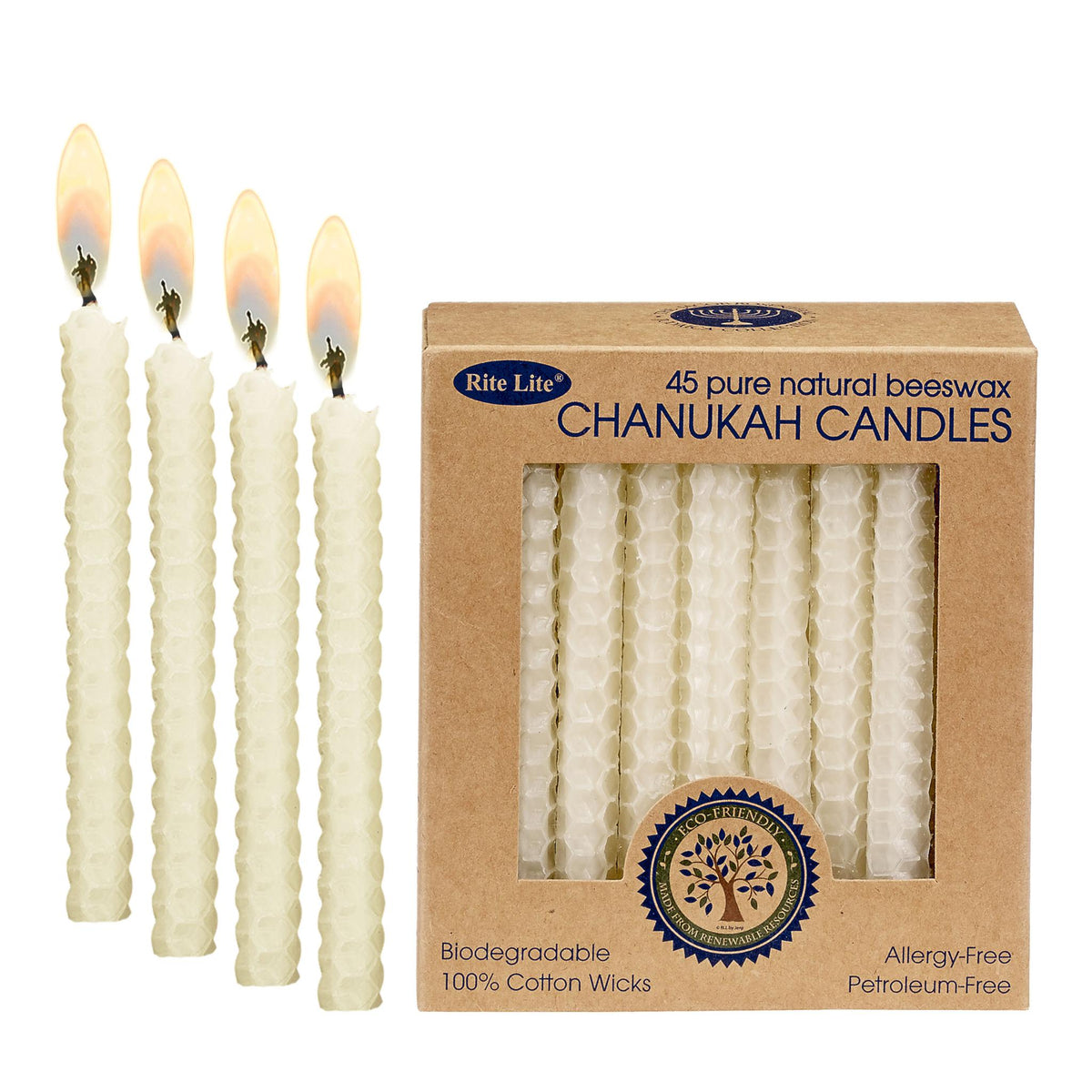 Eco-friendly, Honeycomb Beeswax Natural Chanukah Candles, Set of 45