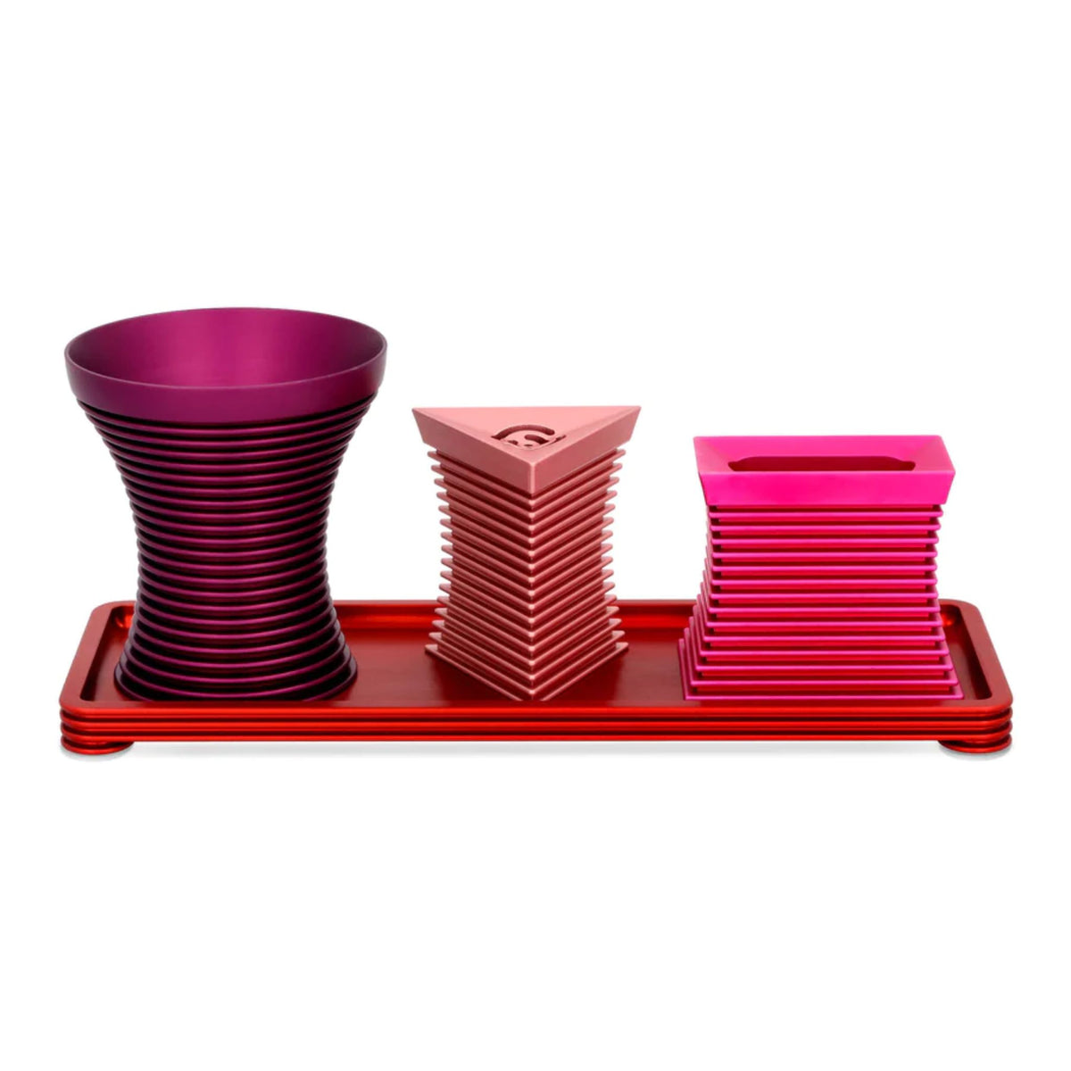 Modern Striped Havdalah Set in Reds by Akilov