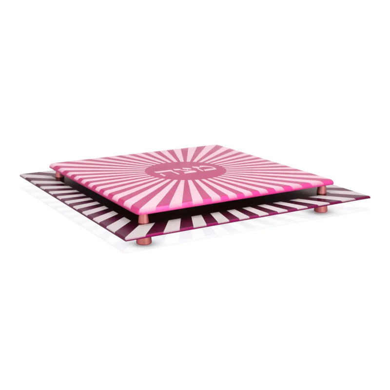 Funky Striped Matzah Plate in Pink by Akilov