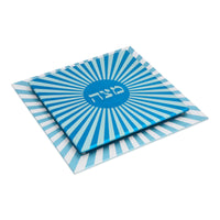 Funky Striped Matzah Plate in Blue by Akilov