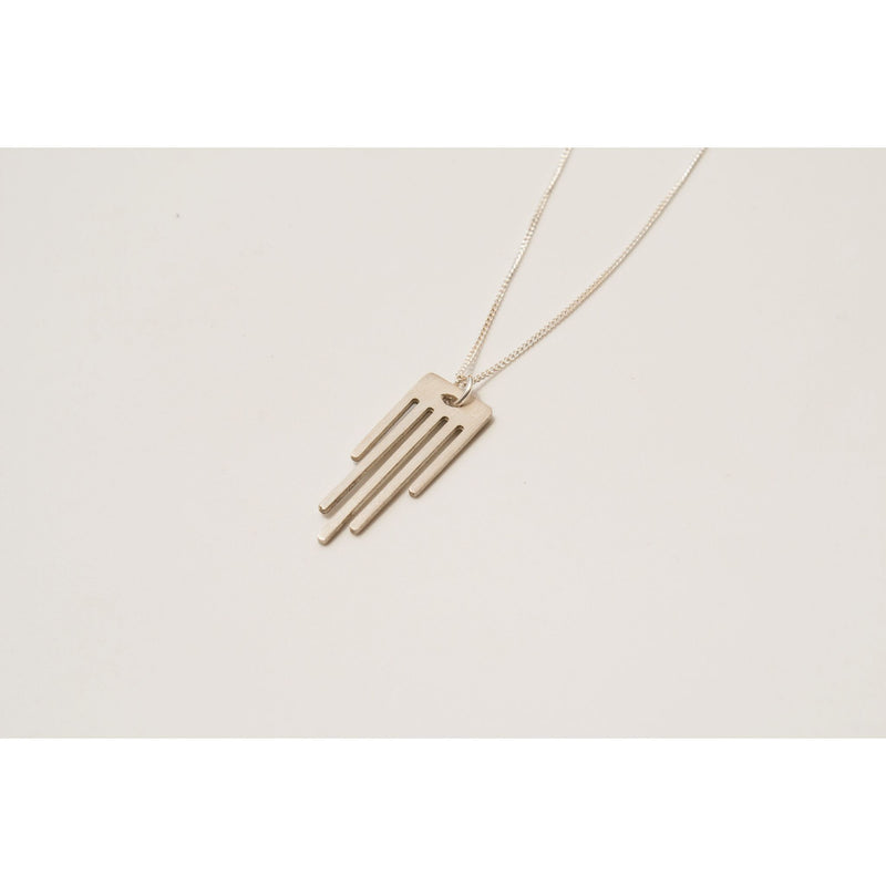 Silver Minimalist Hamsa and Chain Necklace by Kerem